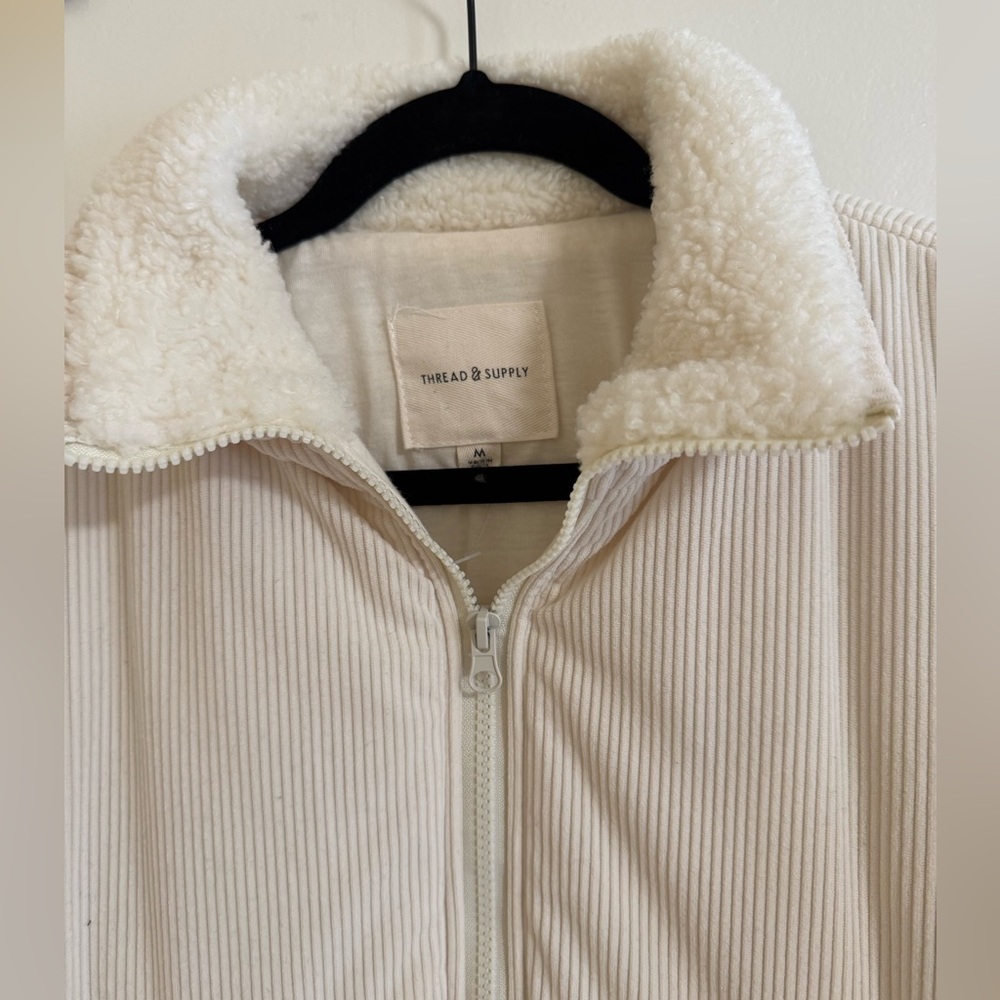 Thread & Supply Ivory Ribbed Sherpa Jacket - Picture 3 of 7